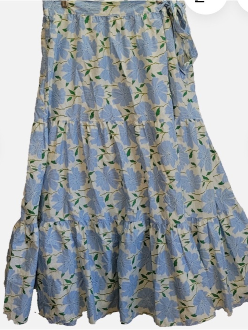 Women's Blue Floral Tiered Wrap Skirt